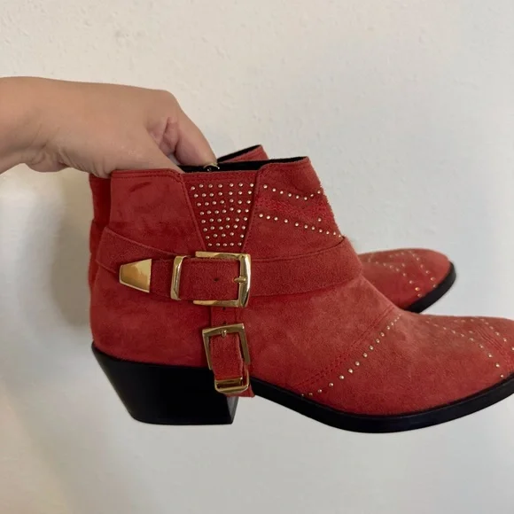 Anine Bing Bianca studded red Ankle Boots
